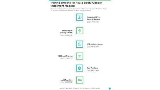 Training_Timeline_For_House_Safety_Gadget_Installment_Proposal_One_Pager_Sample_Example_Document_Slide_1.jpg