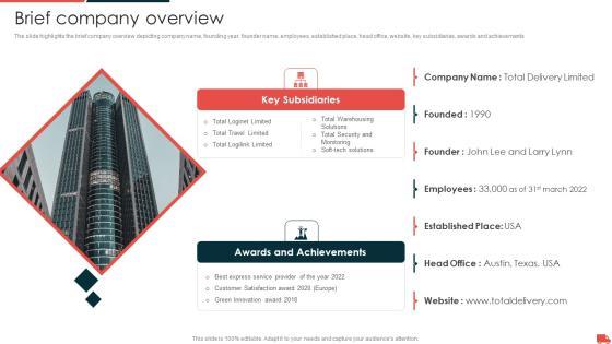 Transportation And Logistics Services Company Profile Brief Company Overview Mockup PDF Transportation And Logistics Services Company Profile Brief Company Overview Mockup PDF