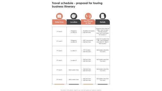 Travel_Schedule_Proposal_For_Touring_Business_Itinerary_One_Pager_Sample_Example_Document_Slide_1.jpg