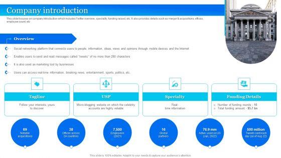 Twitter Company Summary Company Introduction Slides PDF Twitter Company Summary Company Introduction Slides PDF