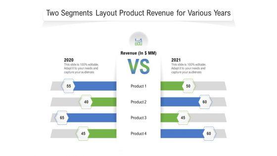 Two_Segments_Layout_Product_Revenue_For_Various_Years_Ppt_PowerPoint_Presentation_Portfolio_Graphics_Design_PDF_Slide_1.jpg