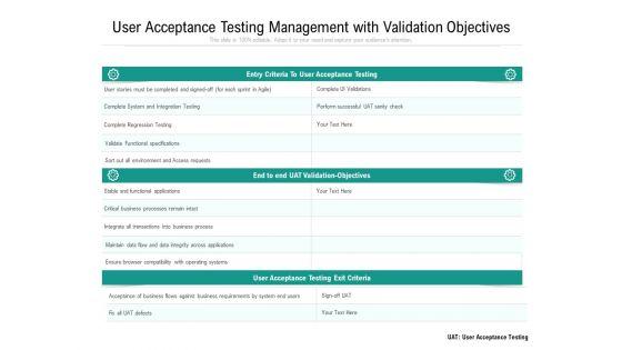 User Acceptance Testing Management With Validation Objectives Ppt PowerPoint Presentation File Inspiration PDF User Acceptance Testing Management With Validation Objectives Ppt PowerPoint Presentation File Inspiration PDF