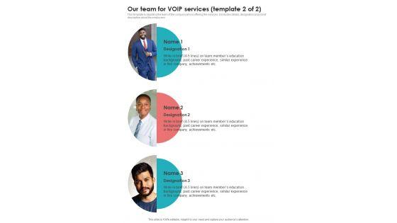Voice_Over_Internet_Protocol_Telecommunications_System_Our_Team_For_Voip_Services_One_Pager_Sample_Example_Document_Slide_2.jpg