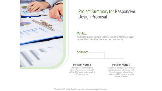 Website Design And Development Project Summary For Responsive Design Proposal Professional PDF Website Design And Development Project Summary For Responsive Design Proposal Professional PDF