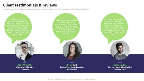 Website Design And Development Services Company Profile Client Testimonials Background PDF Website Design And Development Services Company Profile Client Testimonials Background PDF