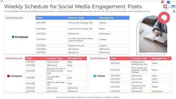 Weekly_Schedule_For_Social_Media_Engagement_Posts_Customer_Group_Engagement_Through_Social_Media_Channels_Slides_PDF_Slide_1.jpg