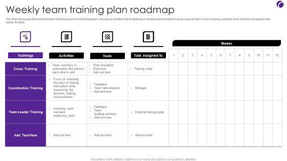 Weekly Team Training Plan Roadmap Inspiration PDF Weekly Team Training Plan Roadmap Inspiration PDF