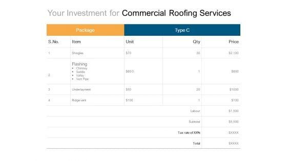 Your_Investment_For_Commercial_Roofing_Services_Ppt_PowerPoint_Presentation_Summary_Example_Topics_Slide_1.jpg
