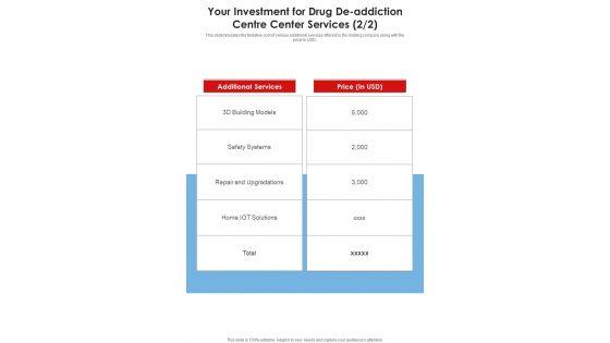 Your_Investment_For_Drug_De_Addiction_Centre_Center_Services_One_Pager_Sample_Example_Document_Slide_2.jpg