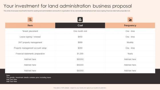 Your_Investment_For_Land_Administration_Business_Proposal_Brochure_PDF_Slide_1.jpg