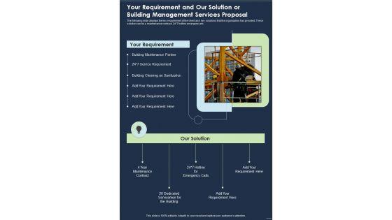 Your_Requirement_And_Our_Solution_Or_Building_Management_Services_Proposal_One_Pager_Sample_Example_Document_Slide_1.jpg