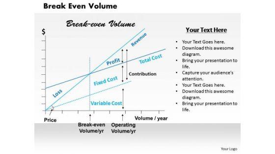 Break Even Volume Business PowerPoint Presentation Break Even Volume Business PowerPoint Presentation