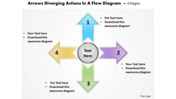 Diverging Actions Flow Diagram 4 Stages Circular Network PowerPoint Slides diverging_actions_flow_diagram_4_stages_circular_network_powerpoint_slides_1.jpg