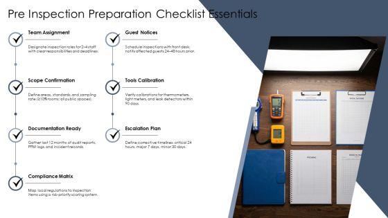 Hotel Inspection Checklist PPT Information VM