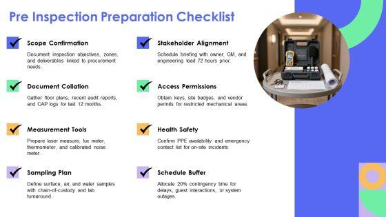 Hotel Site Inspection Checklist PPT Template VM