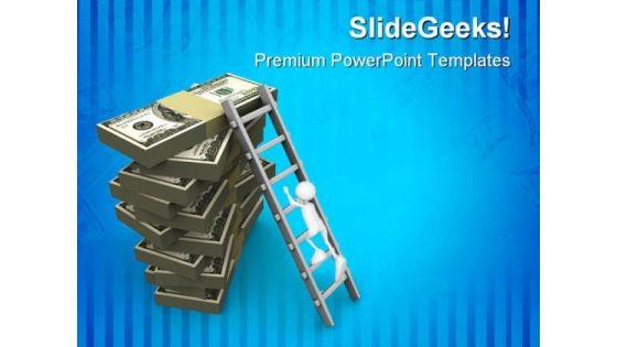 Ladder On Money Finance PowerPoint Themes And PowerPoint Slides 0211 Ladder On Money Finance PowerPoint Themes And PowerPoint Slides 0211
