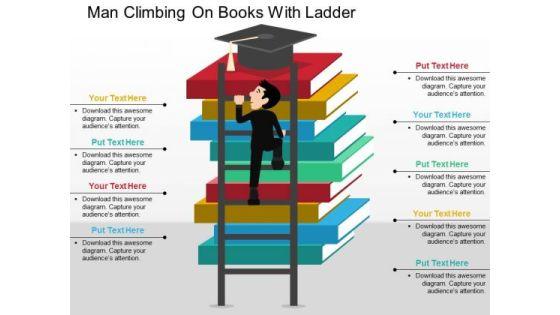Man Climbing On Books With Ladder PowerPoint Templates Man Climbing On Books With Ladder PowerPoint Templates