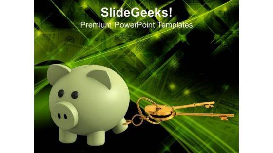 piggy_bank_tied_to_golden_keys_financial_powerpoint_templates_ppt_backgrounds_for_slides_0213_title.jpg