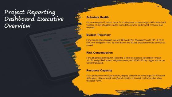Project Reporting Dashboard With Progress For Efficient Planning Execution PPT Template VM