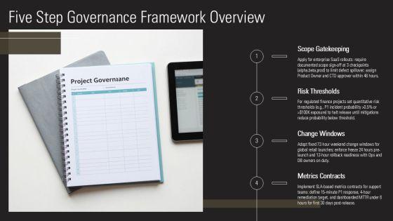Release Management With Five Steps For Project Governance Frameworks PPT Mockup VM