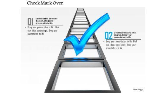 Stock Photo Blue Check Mark Over Ladder PowerPoint Slide Stock Photo Blue Check Mark Over Ladder PowerPoint Slide