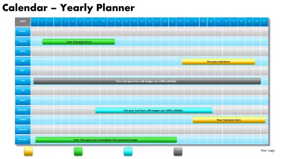 1 Year Planning Gantt Chart PowerPoint Slides Gantt Ppt Templates