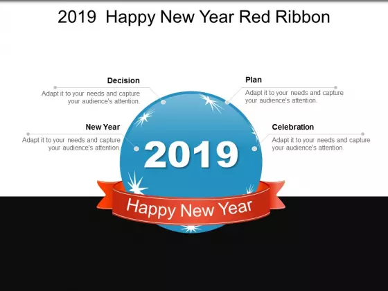 2019 Happy New Year Red Ribbon Ppt PowerPoint Presentation Summary Backgrounds