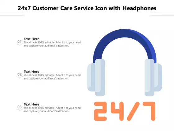 24 7 Customer Care Service Icon With Headphones Ppt PowerPoint Presentation Infographics Structure PDF