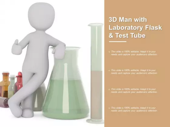 3D Man With Laboratory Flask And Test Tube Ppt PowerPoint Presentation Slides Mockup