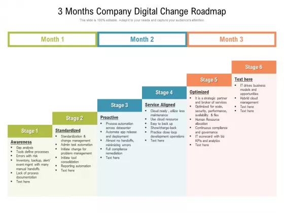 3 Months Company Digital Change Roadmap Ideas