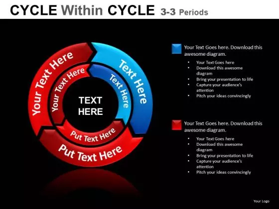 3 Stage Cycle Chart Diagrams PowerPoint Templates