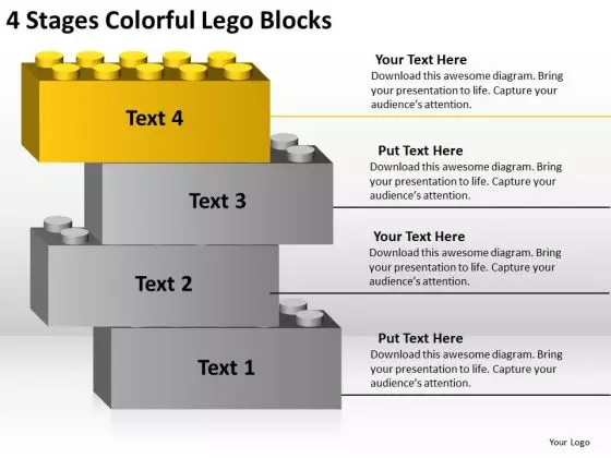 4 Stages Colorful Lego Blocks Ppt Business Plan PowerPoint Templates