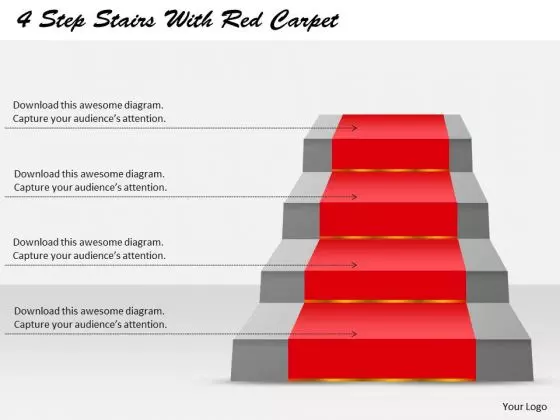 4 Steps Stairs With Carpet PowerPoint Presentation Template
