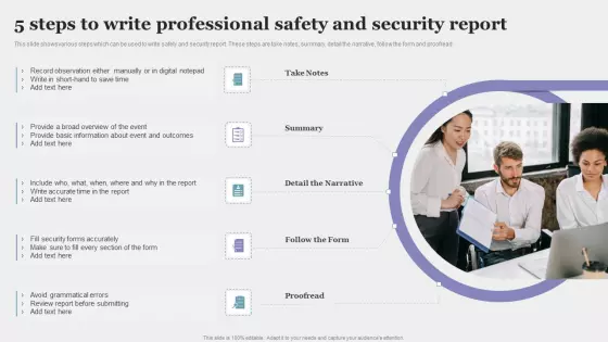 5 Steps To Write Professional Safety And Security Report Formats PDF