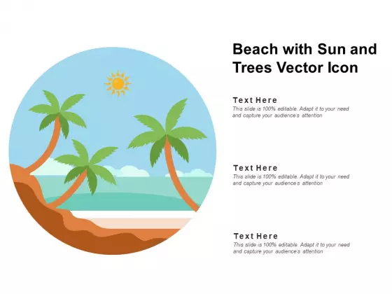 Beach With Sun And Trees Vector Icon Ppt PowerPoint Presentation Icon Styles PDF