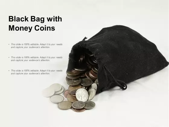 Black Bag With Money Coins Ppt PowerPoint Presentation Portfolio Graphics Design