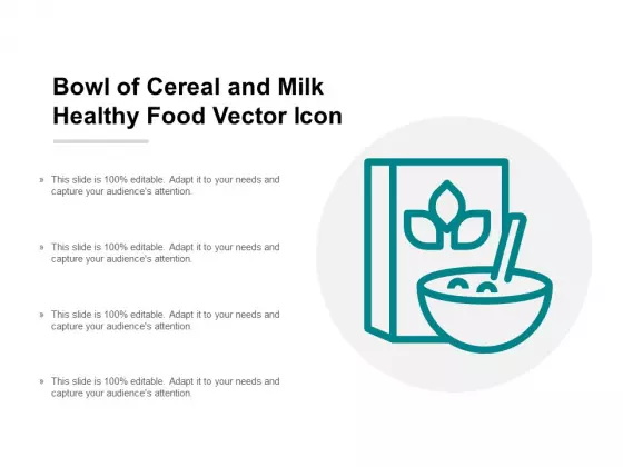 Bowl Of Cereal And Milk Healthy Food Vector Icon Ppt Powerpoint Presentation Inspiration Visuals