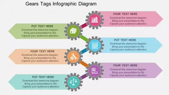 Gears Tags Infographic Diagram Powerpoint Template