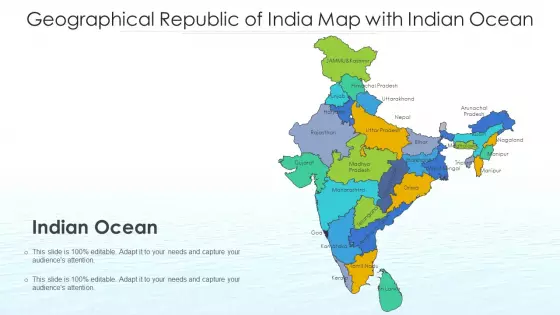 Geographical Republic Of India Map With Indian Ocean Ppt PowerPoint Presentation File Templates PDF