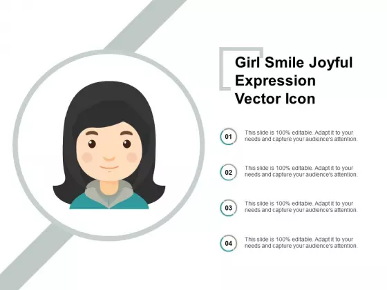 Girl Smile Joyful Expression Vector Icon Ppt PowerPoint Presentation Styles Objects