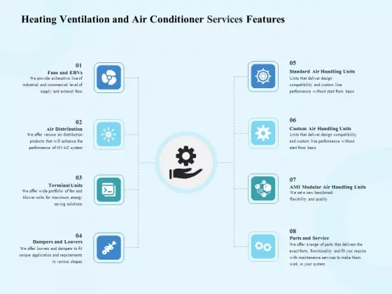 HVAC Heating Ventilation And Air Conditioner Services Features Ppt Outline Tips PDF