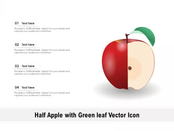 Half Apple With Green Leaf Vector Icon Ppt PowerPoint Presentation File Rules PDF