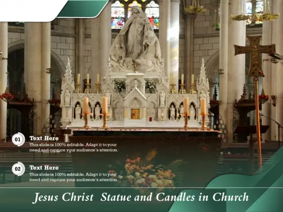 Jesus Christ Statue And Candles In Church Ppt PowerPoint Presentation File Background Image PDF