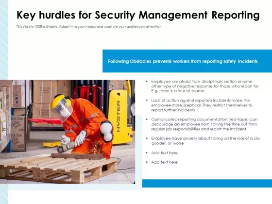 Key Hurdles For Security Management Reporting Ppt PowerPoint Presentation Styles Graphic Tips PDF
