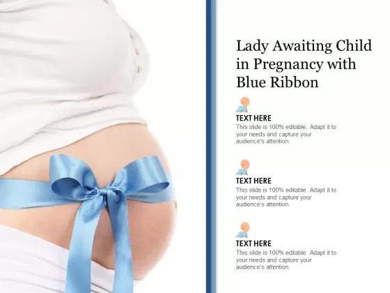 Lady Awaiting Child In Pregnancy With Blue Ribbon Ppt PowerPoint Presentation Show Example File PDF