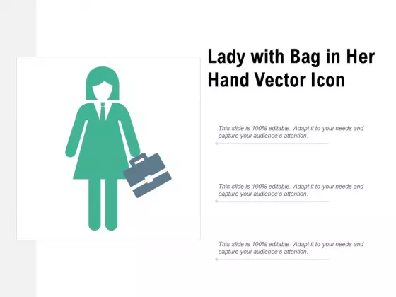 Lady With Bag In Her Hand Vector Icon Ppt PowerPoint Presentation Visual Aids Infographic Template