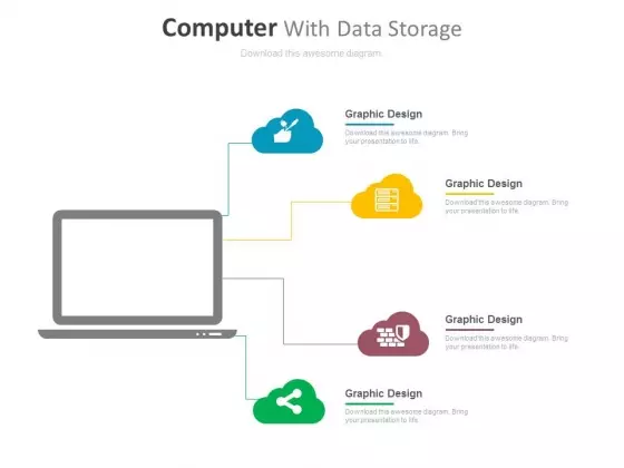 Laptop With Data Storage And Management Icons Powerpoint Template