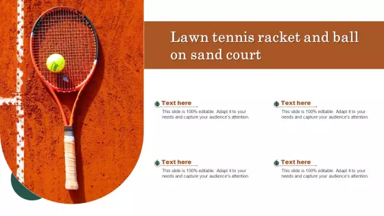 Lawn Tennis Racket And Ball On Sand Court Icons PDF