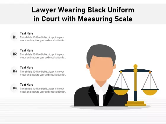 Lawyer Wearing Black Uniform In Court With Measuring Scale Ppt PowerPoint Presentation Outline Styles PDF