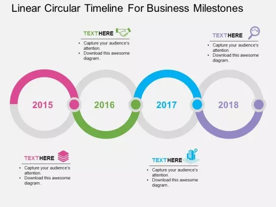Linear Circular Timeline For Business Milestones Powerpoint Template